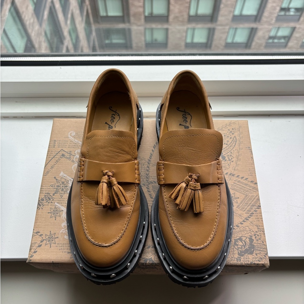 Free People Leather Slip-On Loafers with Tassels